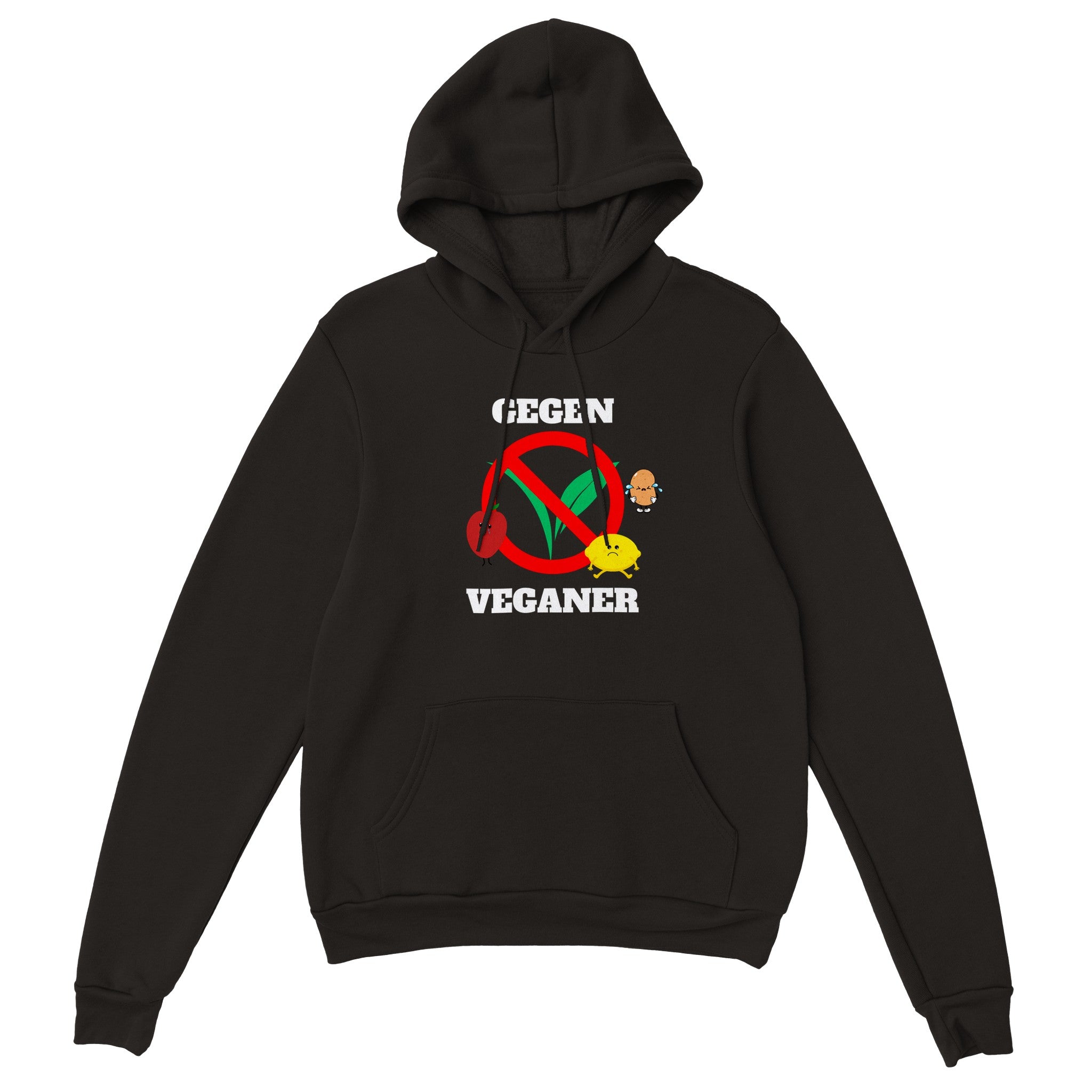 Ein lustiger Hoodie, der ganz klar die Abneigung gegen Veganer symbolisiert. Der witzige Hoodie sitzt durch seinen Unisex Schnitt gut an Männern und Frauen und ist somit auch als Geschenk sehr gut geeignet.