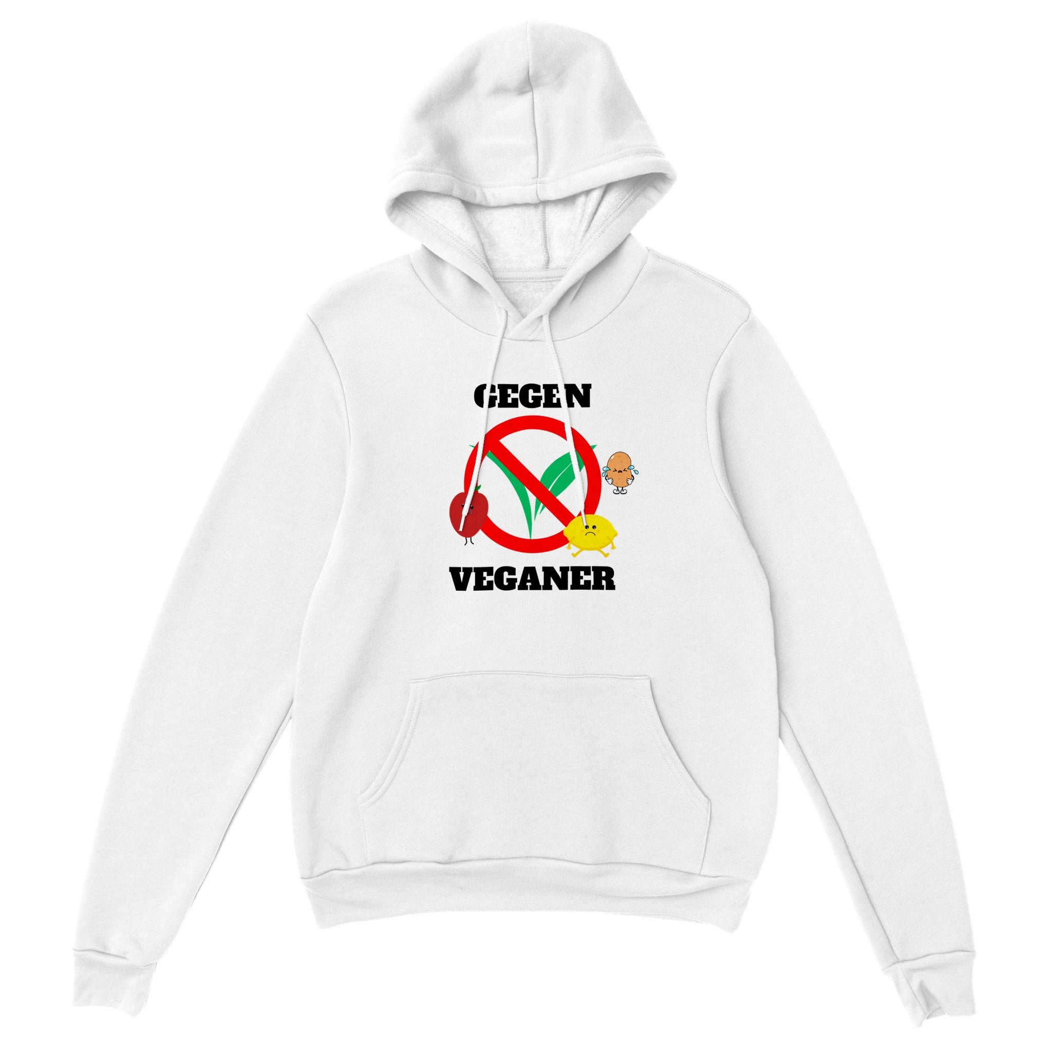 Ein lustiger Hoodie, der ganz klar die Abneigung gegen Veganer symbolisiert. Der witzige Hoodie sitzt durch seinen Unisex Schnitt gut an Männern und Frauen und ist somit auch als Geschenk sehr gut geeignet.