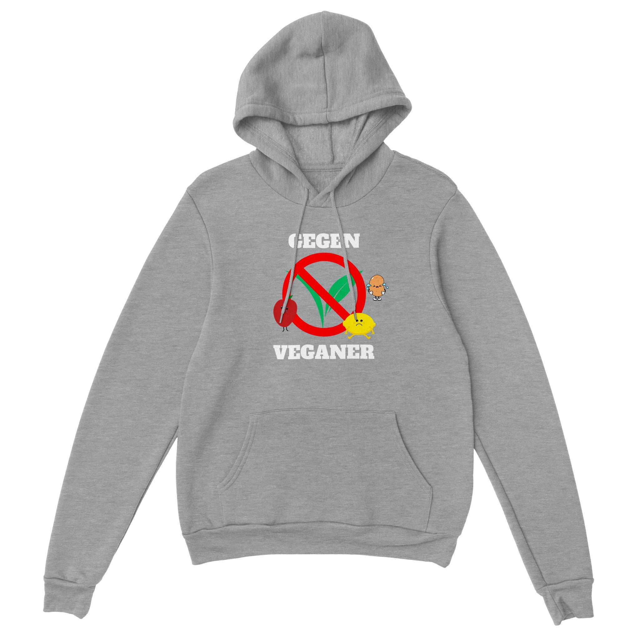 Ein lustiger Hoodie, der ganz klar die Abneigung gegen Veganer symbolisiert. Der witzige Hoodie sitzt durch seinen Unisex Schnitt gut an Männern und Frauen und ist somit auch als Geschenk sehr gut geeignet.